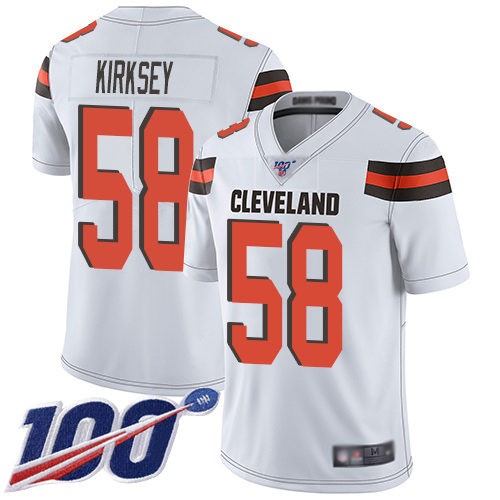 Cleveland Browns Christian Kirksey Men White Limited Jersey #58 NFL Football Road 100th Season Vapor Untouchable